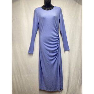 Aritzia Wilfred Amelia Ribbed Ruched Side Long Sleeve Dress Women Large Purple